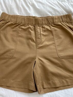 Chico’s Linen Blend Elastic-Waist Tan Shorts